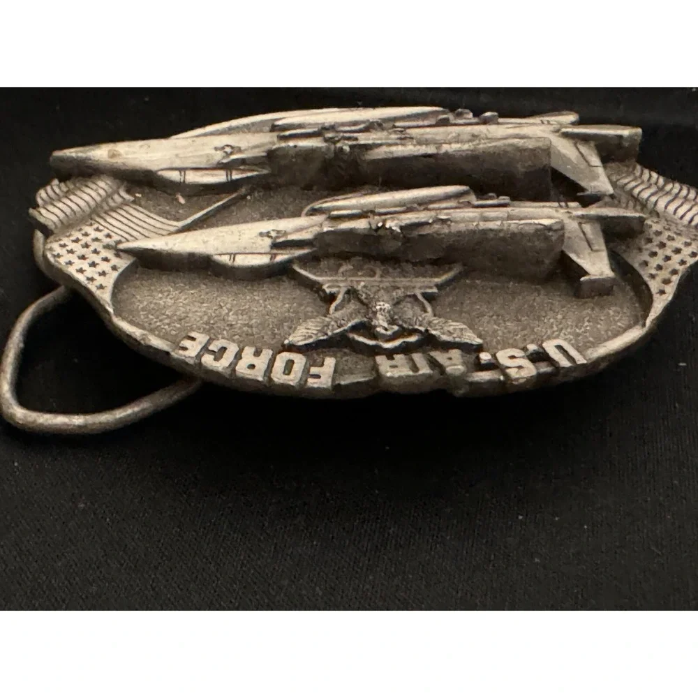 Vintage 1982 Bergamot Bet Buckle Air Force - A Great Way of Life Jets Silver Ton